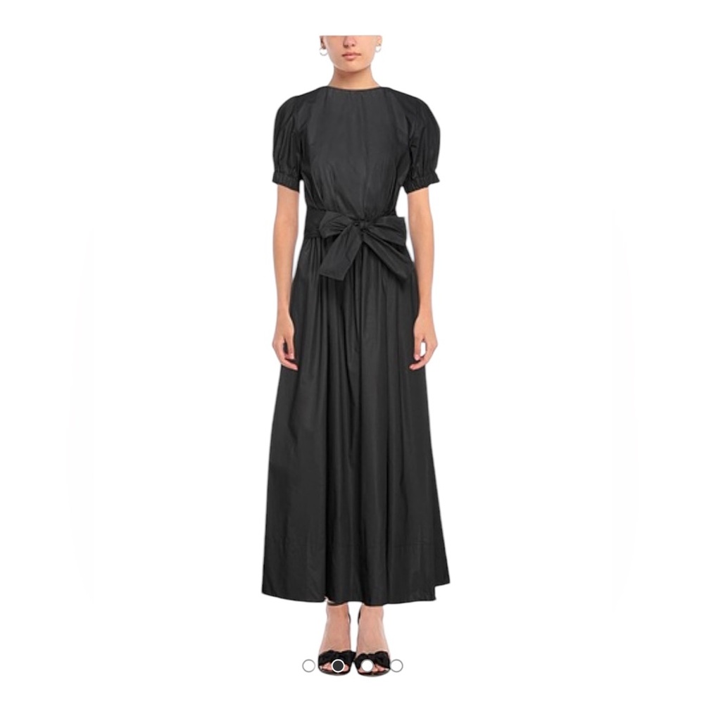 NWT Jucca Italian designer black cotton dress belt wrap midi Maxi 42 6 8 Medium